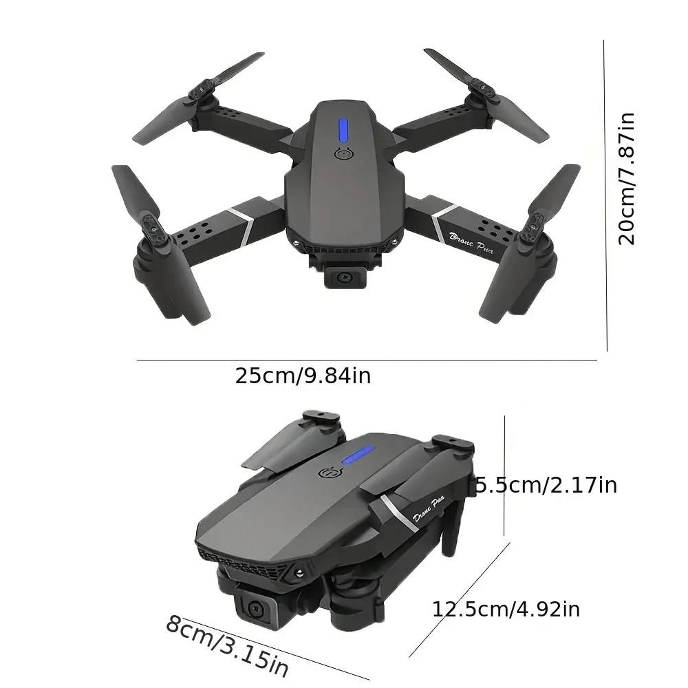Gran angular 2024 E88Pro RC Drone 4K profesional con cámara HD de 1080P helicóptero plegable WIFI FPV altura mantener juguete de regalo