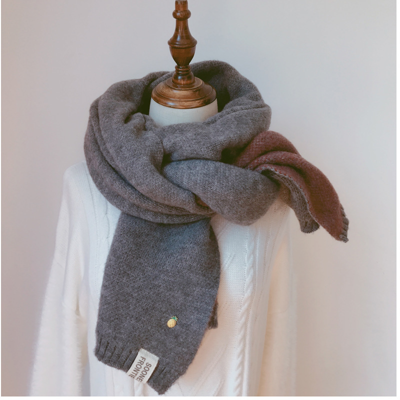 Bufandas de piña de punto para mujer, Baberos de lana para niñas, pequeño viento de incienso engrosado, versión coreana para estudiantes, Otoño e Invierno