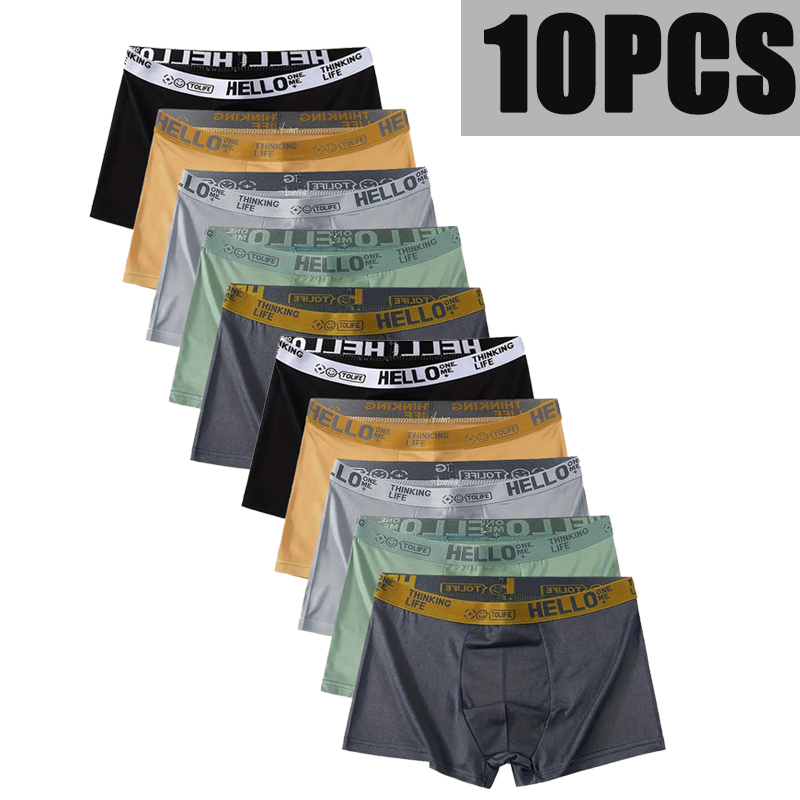 10 Uds. Ropa interior para hombre, Boxers masculinos, calzoncillos sexis, cómodos y transpirables, bragas de moda para niños, ropa interior, Boxershorts para hombres