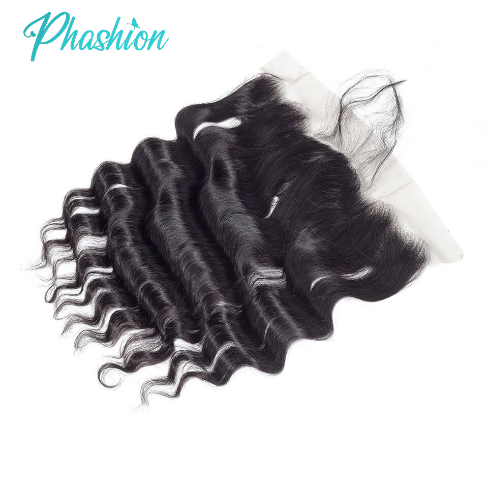 Phashion-encaje Frontal para mujer, cabello humano 100% rizado, profundo, predesplumado, suizo, HD, transparente, 26, 28, 30, 13x6