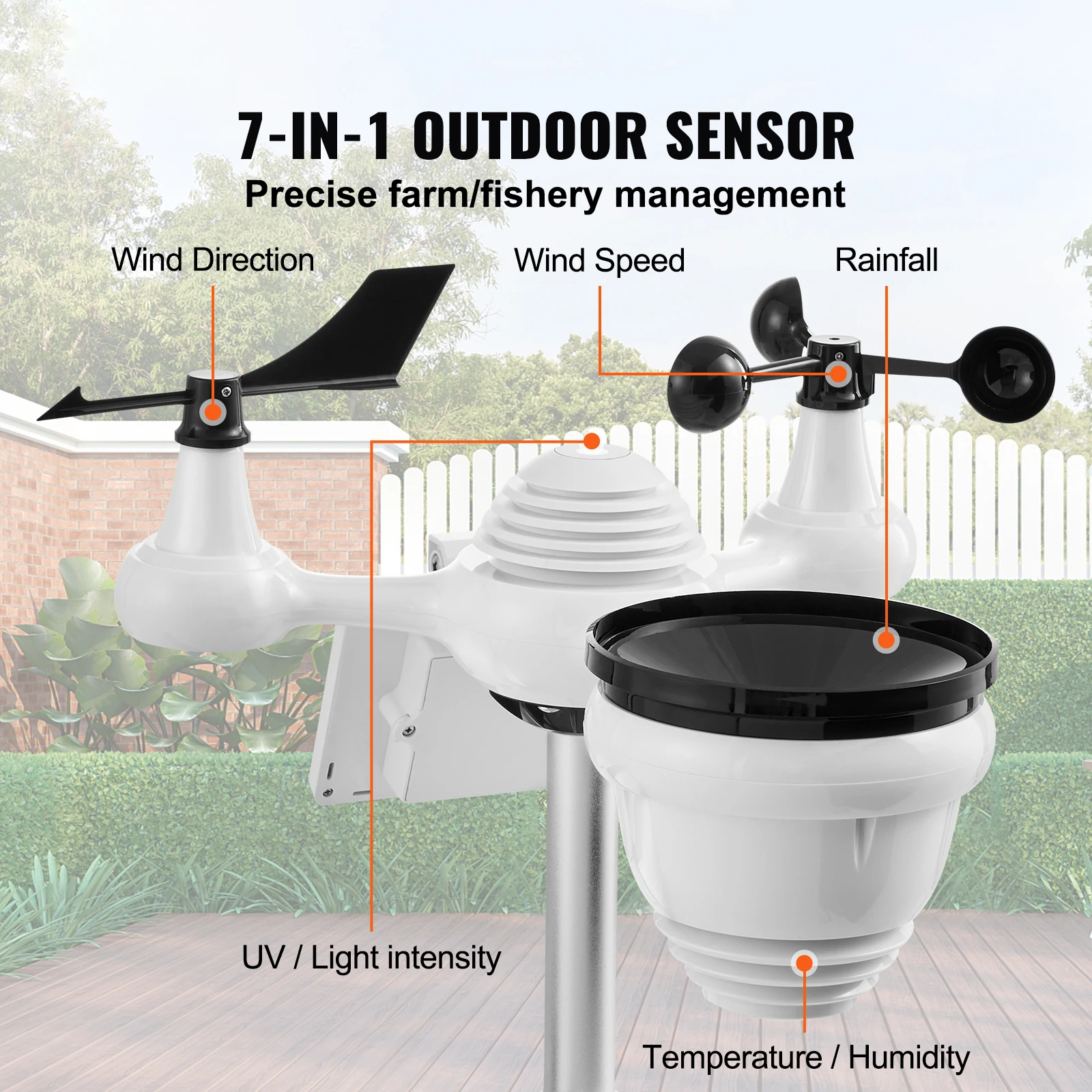SucceBuy 7-in-1 Wireless Weather Station with Wi-Fi, 7"TFT Colorful Display & Solar-Powered Sensor for Indoor Outdoor Monitoring