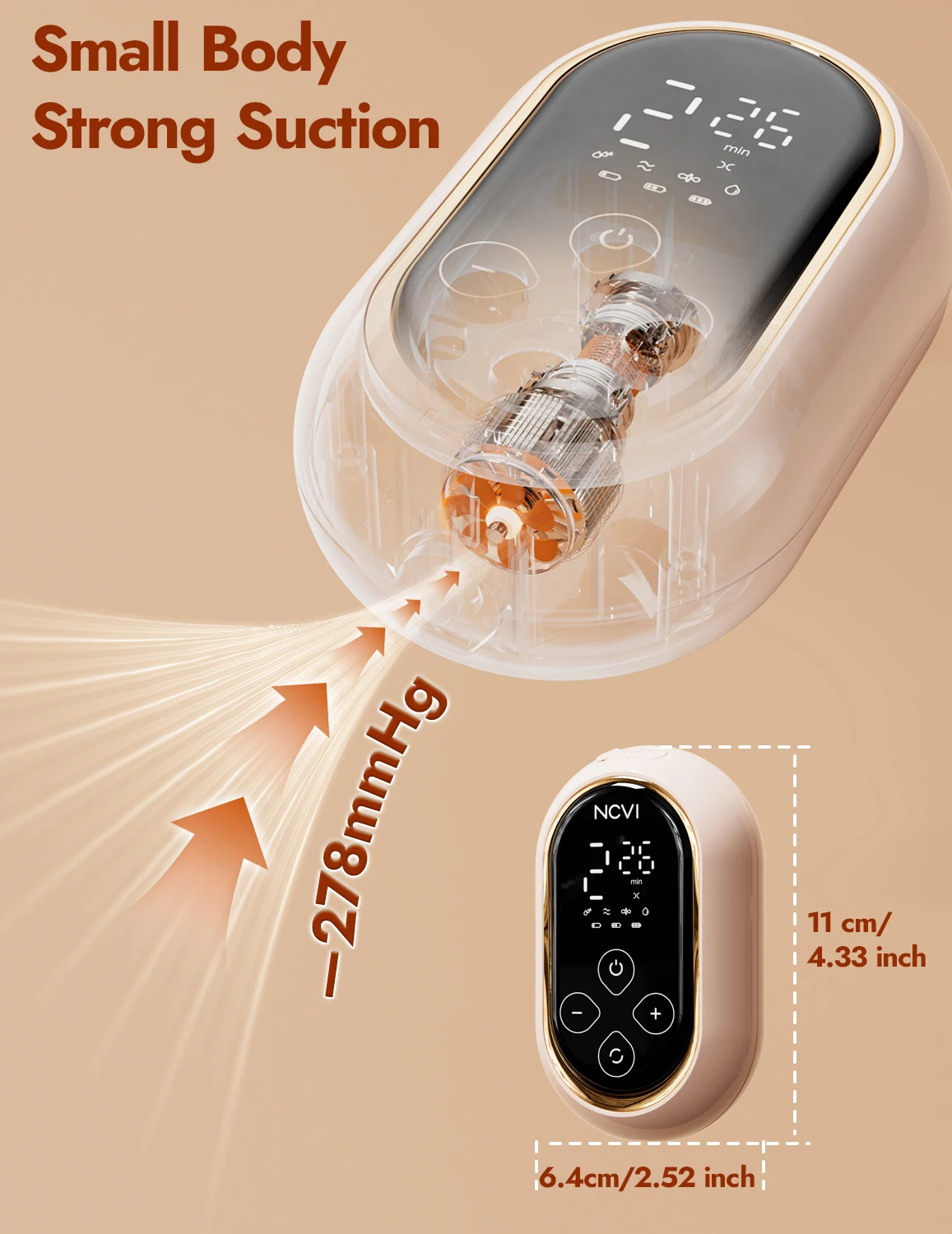 NCVI dubbele elektrische borstkolf, ultralichte draagbare borstvoedingspomp, 4 modi 9 niveaus, 19/21 mm voor kleine tepels