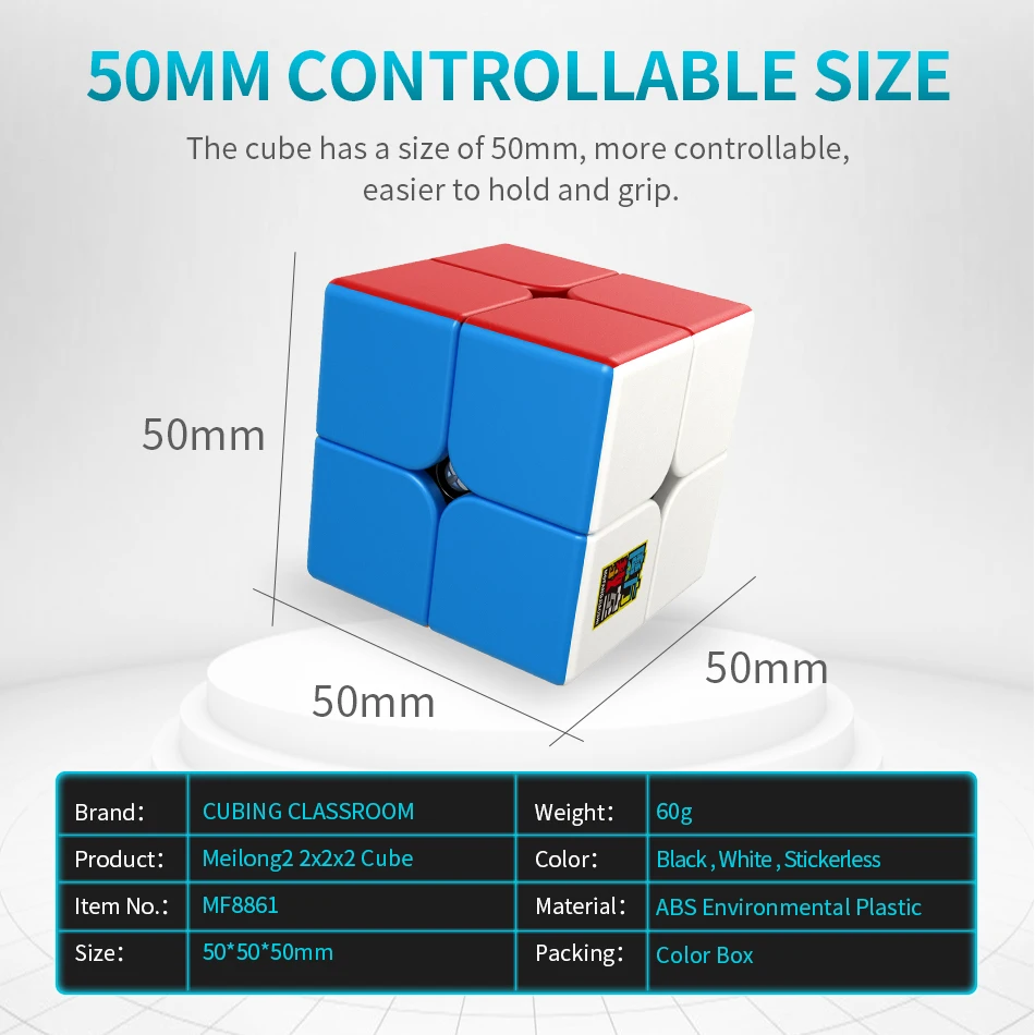 Moyu meilong2 2x2x2 cubo mágico meilong cubo de velocidade sem adesivos quebra-cabeça presente das crianças adulto educacional profissional brinquedos fidget