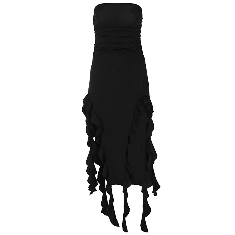 Damenkleid im europäischen und amerikanischen Stil, 2024, Sommer, neue Mode, sexy Persönlichkeit, eingewickelte Brust, unregelmäßig