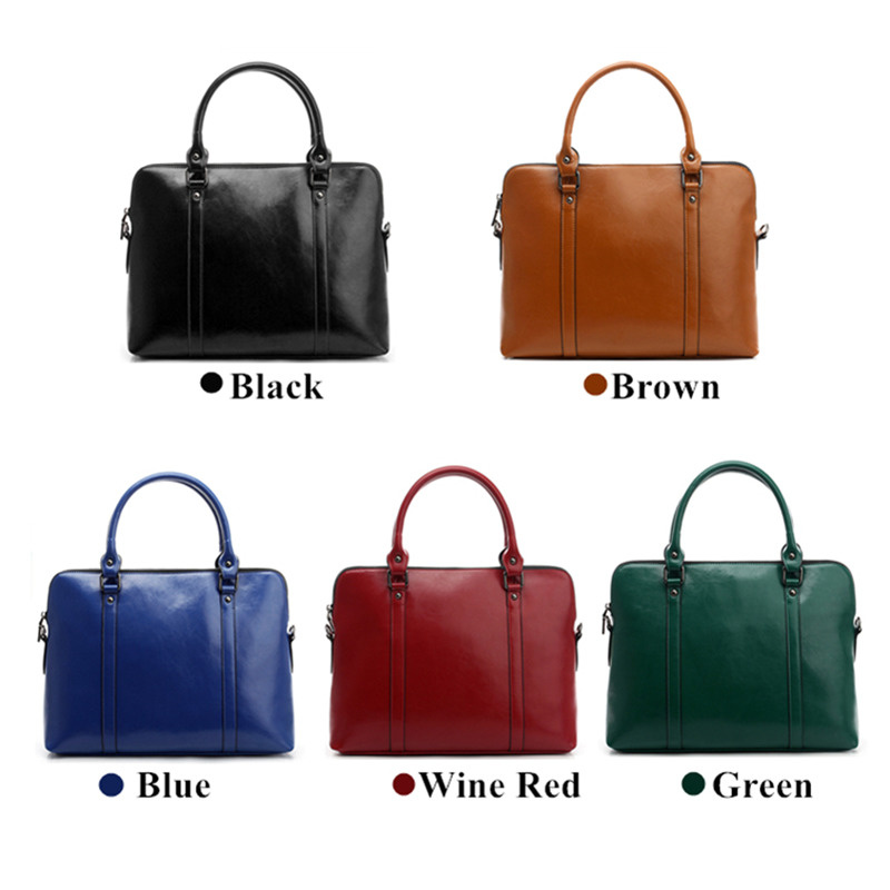 Oyixinger novo 100% maleta de couro genuíno para a mulher 14 polegada bolsa para portátil bolsas das senhoras do escritório ombro mensageiro sacos