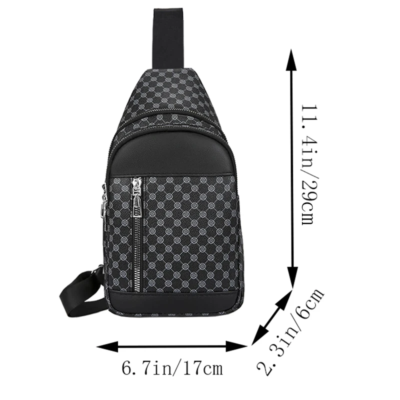 Bolsa de peito funcional estilo neutro para mulheres e homens com design de bolinhas de retalhos, adequada para bolsas de ombro único de negócios