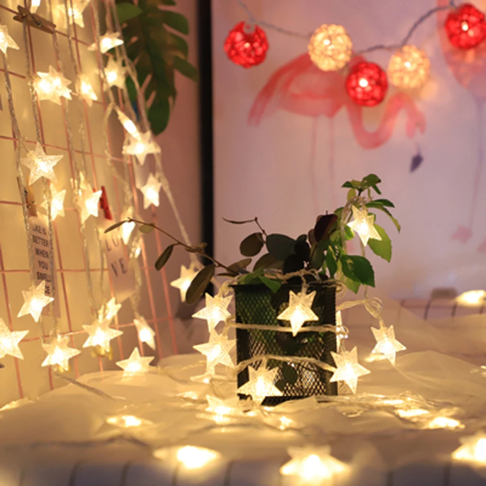 1,5 m/3 m/6 m/10 m LED Stern Lichterketten Weihnachten Girlande Batterie USB Powered hochzeit Party Vorhang String Fairy Lampen Für Zuhause
