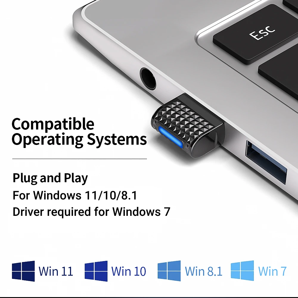 USB-адаптер Bluetooth 5.4 Bluetooth 5.3 Dongle Bluetooth-приемник и передатчик для Bluetooth-клавиатуры/мыши/наушников/динамика