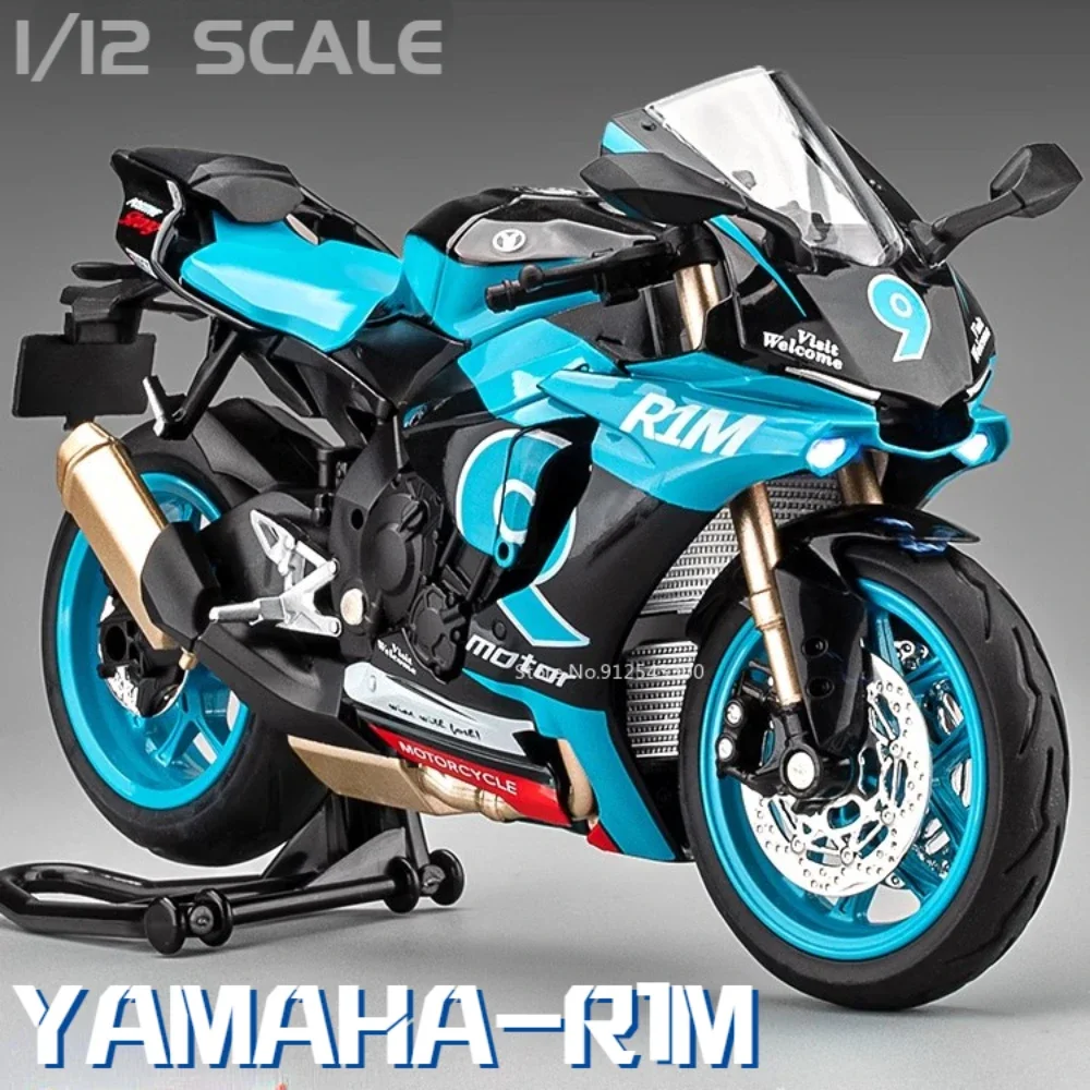 1/12 yamaha r1m brinquedo modelo de motocicleta liga diecast com absorção de choque simulação escala modelo de motocicleta brinquedos para crianças presentes