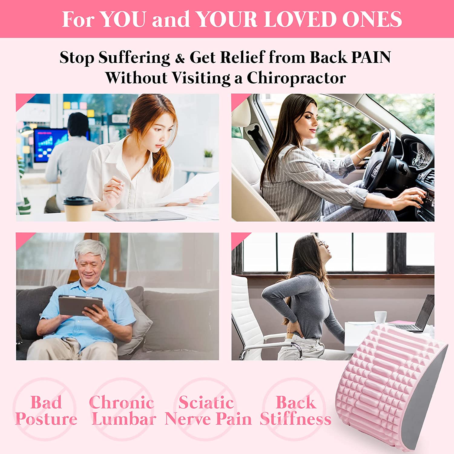 Onderrug Pijnbestrijding Behandeling Brancard Rugbrancard Kussen Chronische Lendensteun Hernia Houding Corrector Kussen