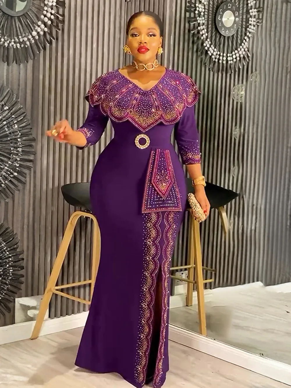 Plus Size African Party Dresses for Women 2025 New Fashion Dashiki Ankara Wedding Evening Gown Elegant Turkey Muslim Maxi Dress