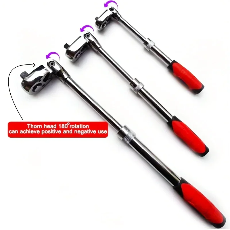 Llave de trinquete retráctil de acero al carbono de 1/4 1/2 3/8 y 72 dientes, llave de liberación rápida automática, herramienta manual multifuncional