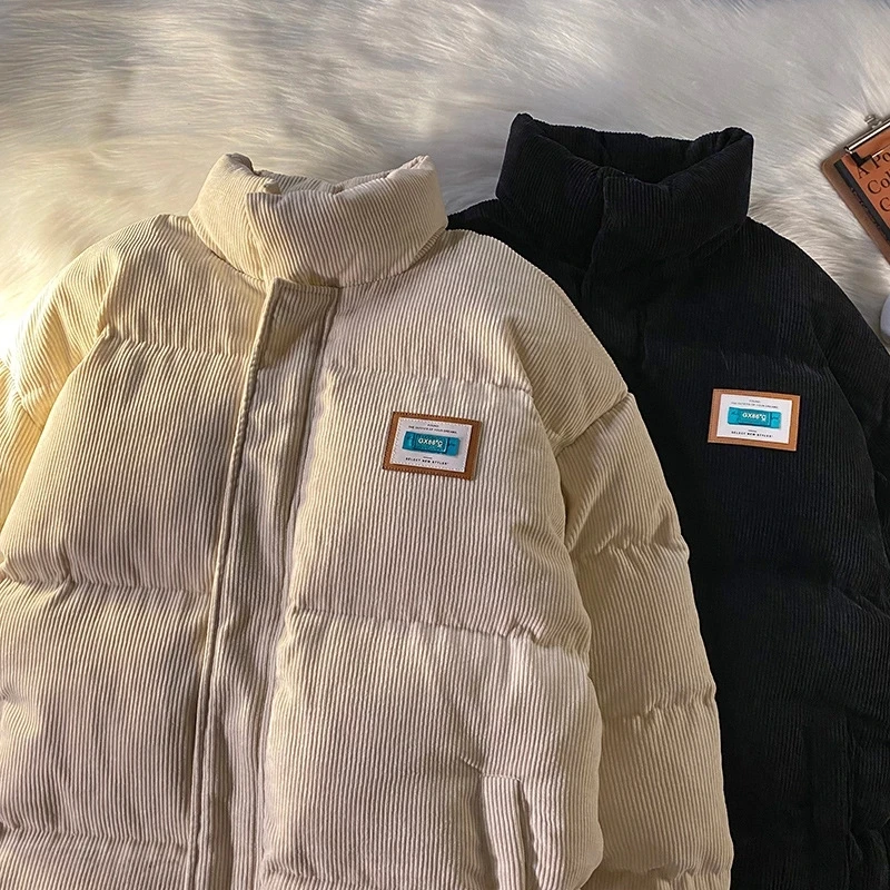 男性と女性のための特大のコーデュロイコート,暖かい綿のジャケット,ウインドブレーカー,原宿,2022