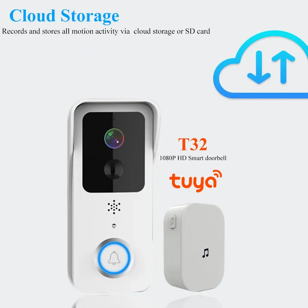 HD New Intelligent 1080P Wireless Video Ring Doorbell Camera Waterproof 5G Dual Frequency Intercom WIFI Night Vision Doorbell