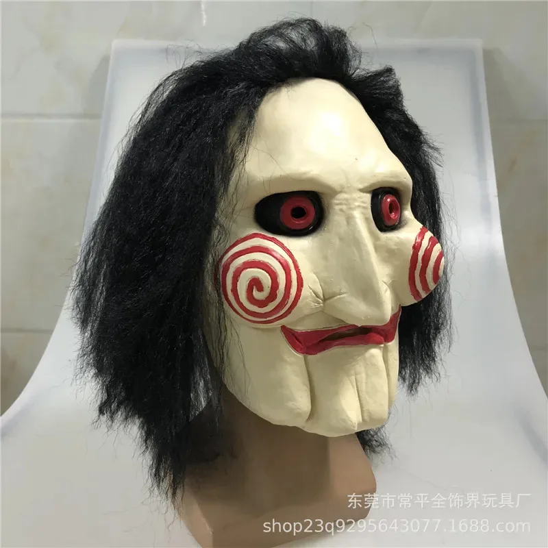 Topeng Jigsaw Boneka Latex Rambut Wig Seram Halloween Horor Menyeramkan Masker Unisex Pesta Cosp 2025 12 Film Saw Chainsaw Massacre