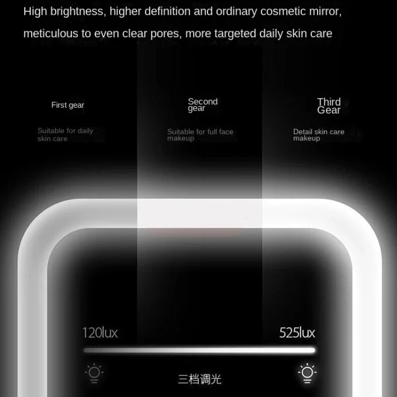 Màn Hình LED Cảm Ứng Gương Trang Điểm Gấp Gọn Gương Có Đèn Gương Trang Điểm 3 Màu Ánh Sáng Chế Độ USB Sạc Mỹ Phẩm Có Gương Dụng Cụ