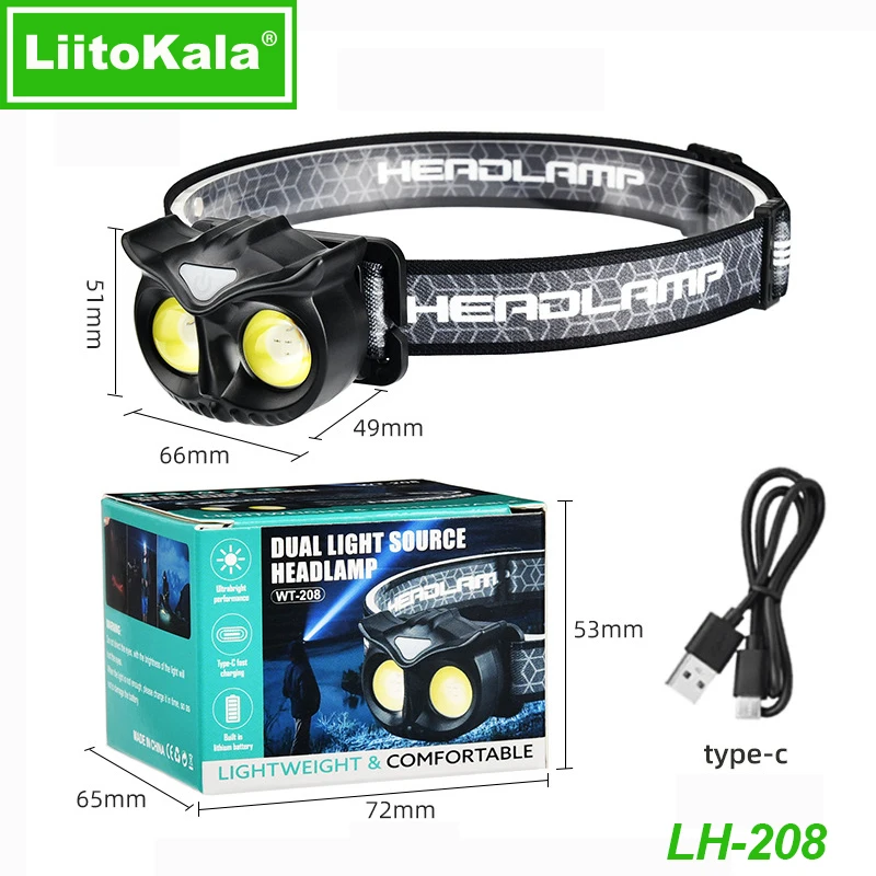 Налобный фонарь LiitoKala с маленькой совой, модель 209, может разместить 1,2 в, 1,5 в, лампа для альпинизма на открытом воздухе