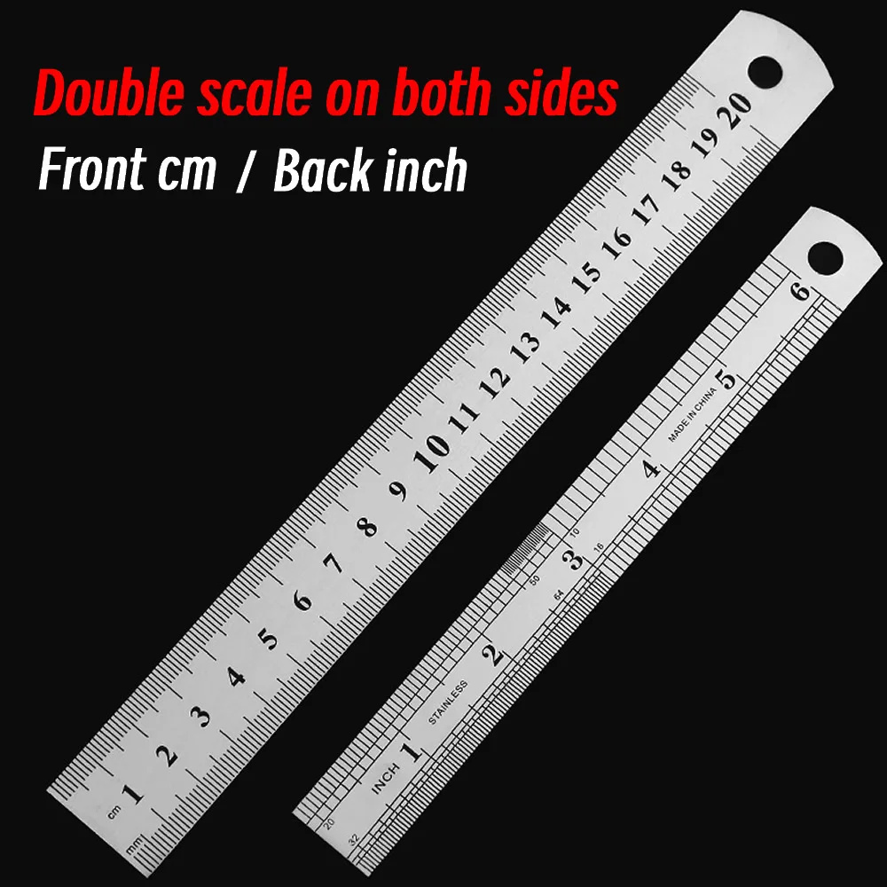 10P 15-30cm Acciaio inossidabile Metallo Righello dritto Precisione Double Sided Precisione Strumento di misurazione Scala Accessori righello metrico