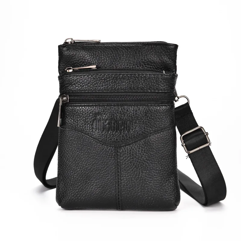 Valigetta da uomo per uomini d'affari, borsa casual per cellulare in pelle bovina con strato superiore, piccola tracolla con cerniera, viaggi d'affari
