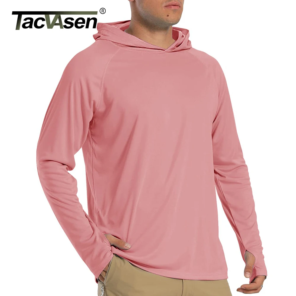 TACVASEN 日焼け防止 Tシャツメンズ長袖パーカーカジュアル UV 防止 Tシャツ通気性軽量速乾 Tシャツ男性