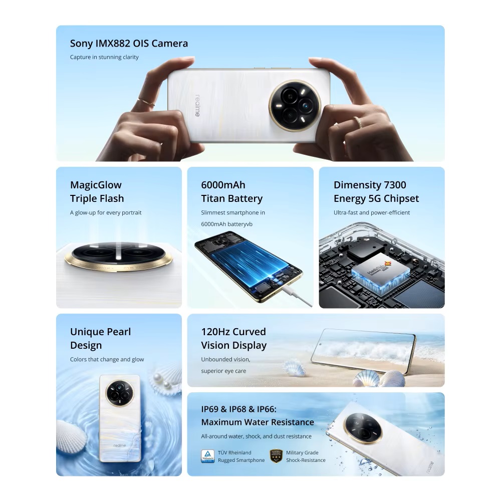 [Versión rusa] realme 14 Pro 5G Smartphone Dimensity 7300 Chipset 6000mAh Batería 50MP OIS Cámara 120Hz Pantalla curva