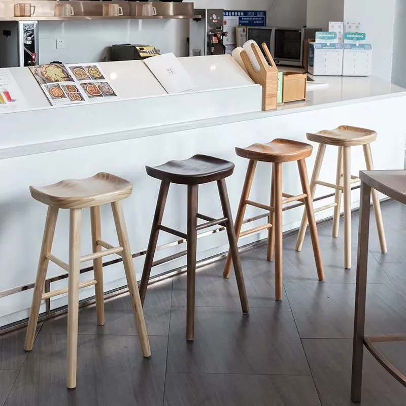 Os recém-chegados nordic moderno log bar cadeira bela atmosfera café fezes de madeira maciça casa sala jantar alta cadeira barra