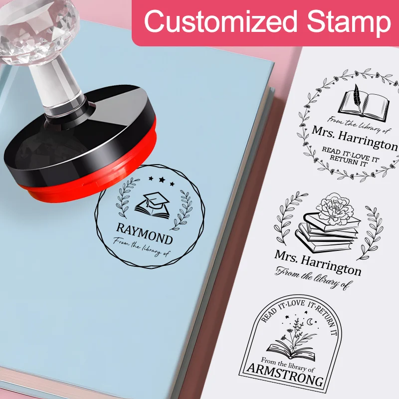 ‌ Personalisierter Lehrerstempel mit Ex Libris Design – anpassbares Bibliotheksbuchsiegel für Bildungsgeräte und akademische Institutionen