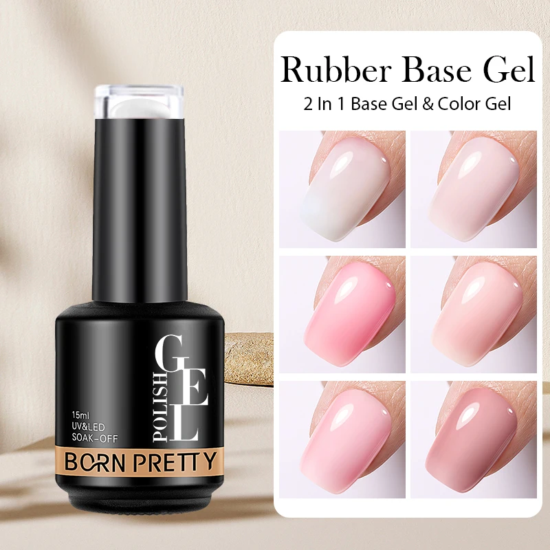 BORN PRETTY vernis à ongles Gel à Base de caoutchouc rose laiteux paillettes 15ml vernis Semi-Permanent tremper Gel UV LED auto-nivelant