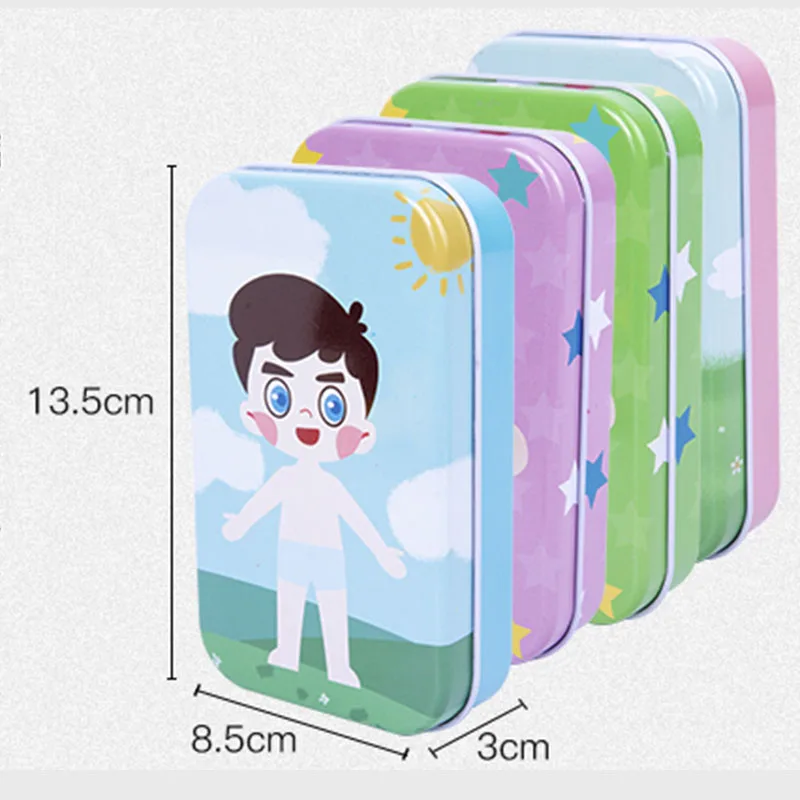 Magnetische 3D Puzzle Kinder Dress Up Ändern Gesichts Ausdruck Spiel Eisen Box Jigsaw Frühe Bildung Fantasie Spielzeug Mädchen Geschenke