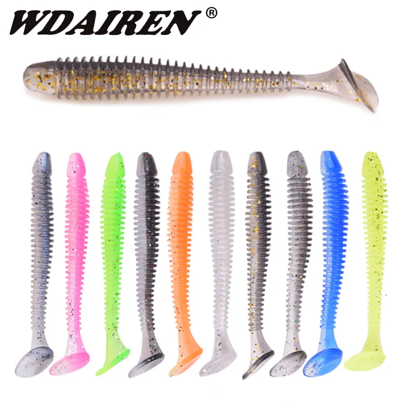 WDAIREN Con Sâu Mồi Câu Cá 5Cm 7Cm 9Cm Đôi Dẻo Silicone T Đuôi Mồi Mềm Nhân Tạo Mồi Bass jig Wobblers Swimbait Giải Quyết