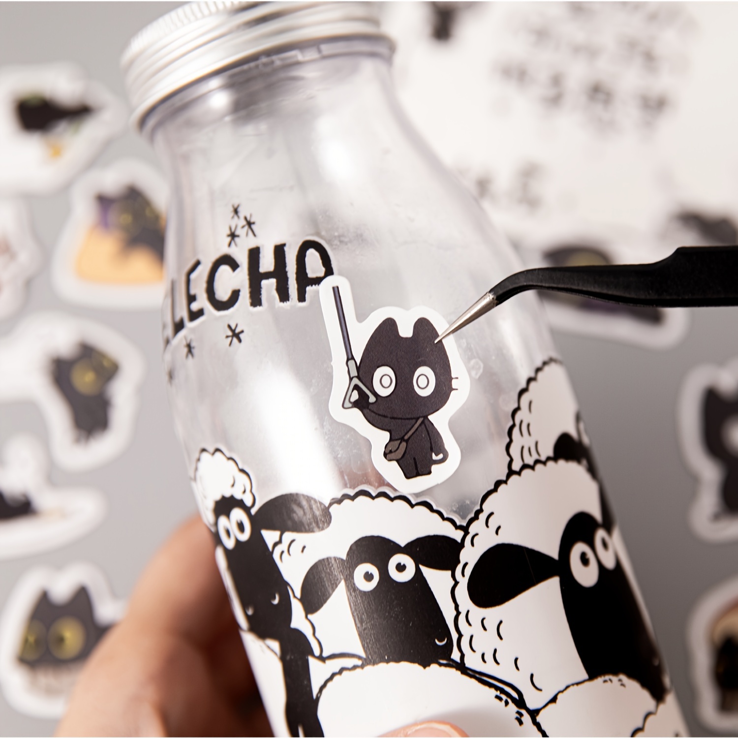 46 枚/箱アニメ黒猫ステッカースクラップブッキング、DIY デコレーション、プランナー、スーツケース、日記、