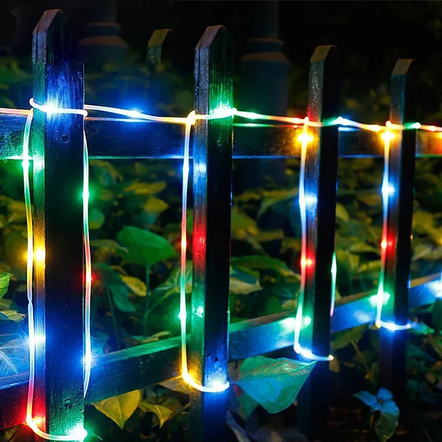 Corda LED natalizia a bassa tensione 8 modalità impermeabile 12M 100LED corda leggera trasparente per esterni e corda per ponte patio giardino