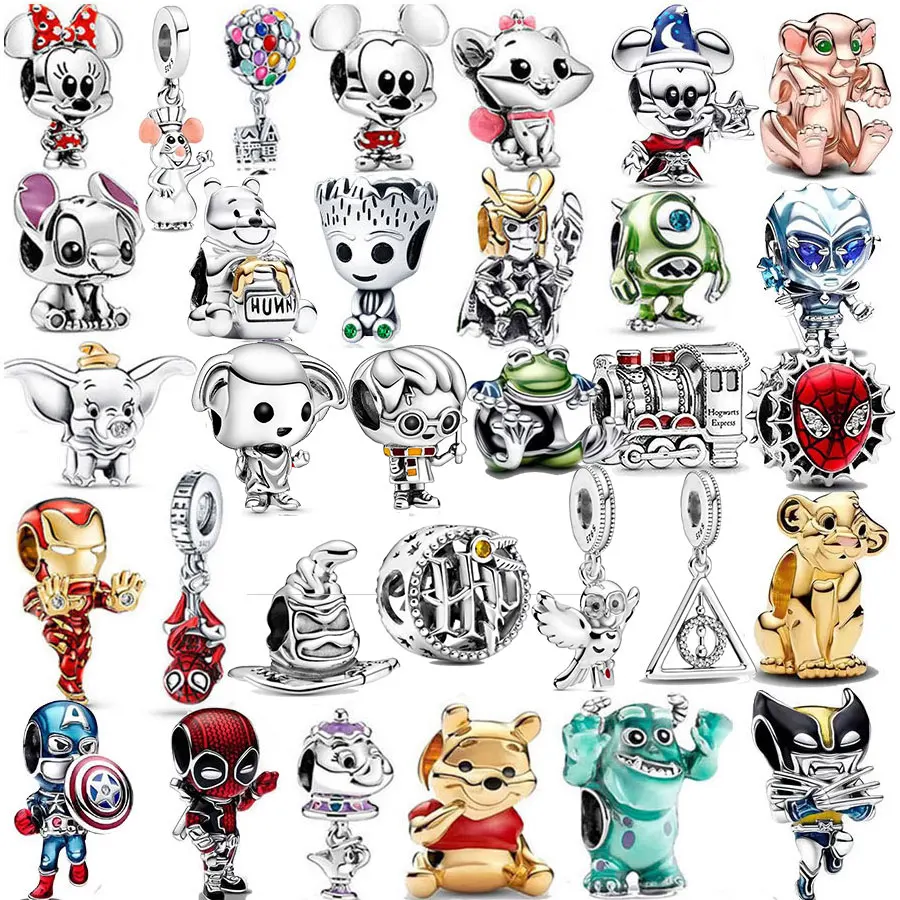 Cuentas de Spider Man con dije de Disney de 100% Plata de Ley 925 adecuadas para pulsera Pandora original, regalo de moda para mujer