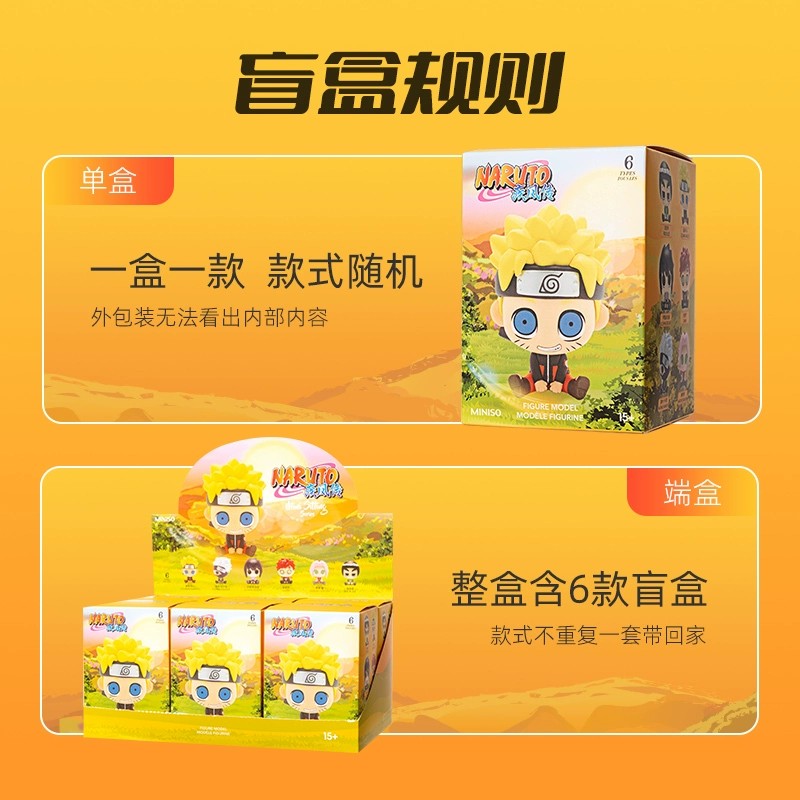 Miniso Naruto Strong Wind Transmission Series Blind Box Sit Cute Doll Trendy Play Desktop Ornament Model Cartoon Toys Decor Gift