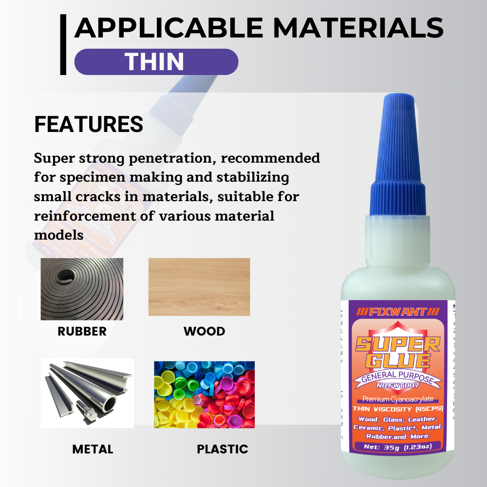 FIXWANT วัตถุประสงค์ทั่วไปพรีเมี่ยม Cayanocarylate กาวบางปานกลางหนาของเหลวกาวซุปเปอร์สําหรับ PVC ไม้โลหะพลาสติกและอื่นๆ
