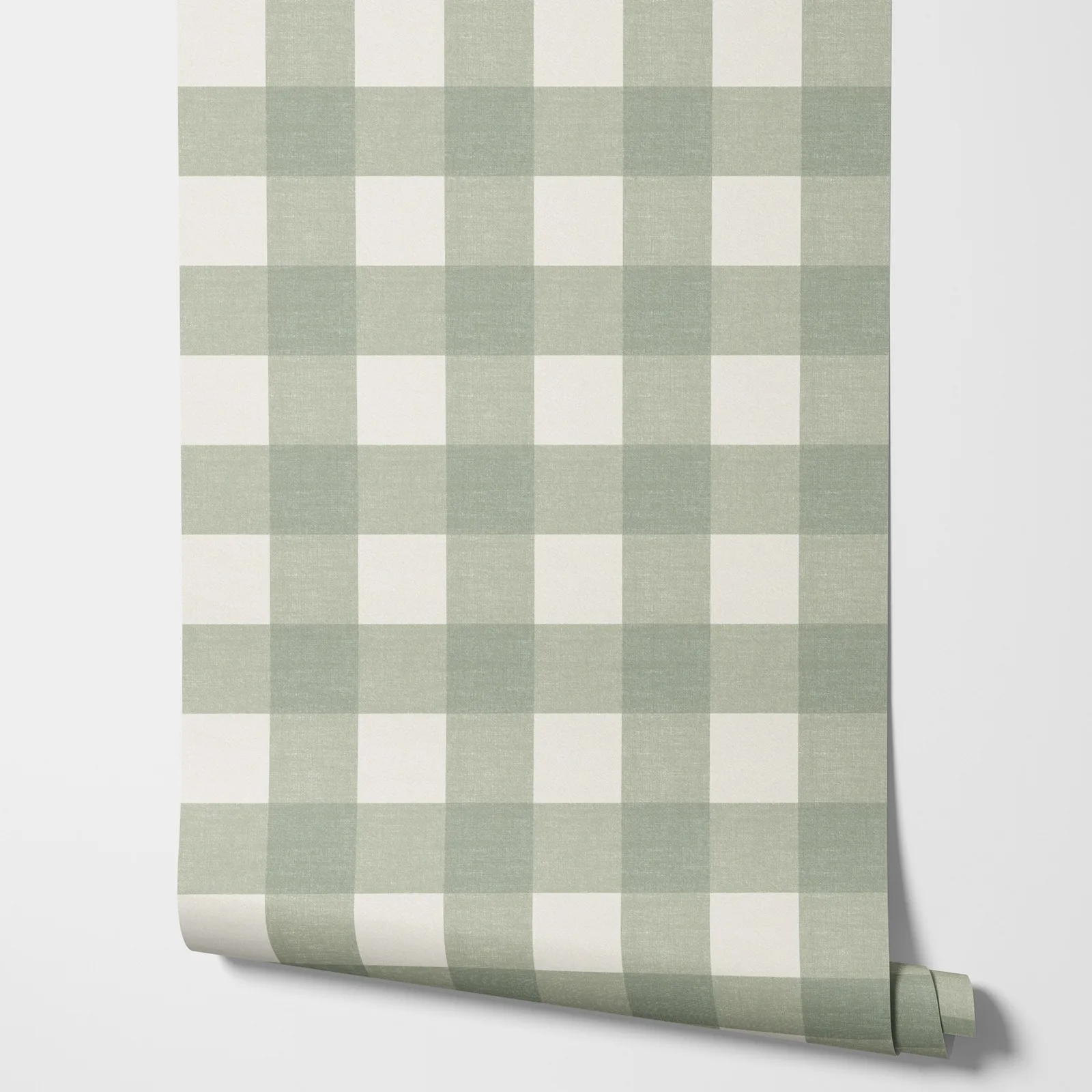 Gingham Checks วอลล์เปเปอร์ลายสก๊อต,Neutral สีเขียวขนาดใหญ่วอลล์เปเปอร์ที่ถอดออกได้สําหรับตกแต่งห้องนอน,Self-กาวสติ๊กเกอร์ติดผนังม้วน