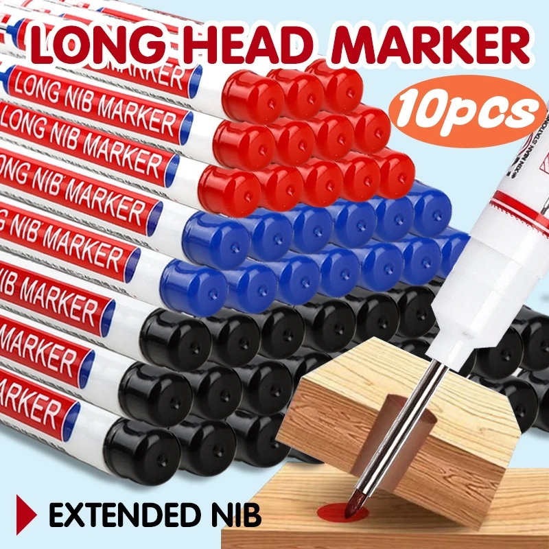 10 unids/set 20mm agujero profundo marcador de cabeza de punta larga para bolígrafo perforador de Metal impermeable decoración de carpintería de baño herramienta multiusos