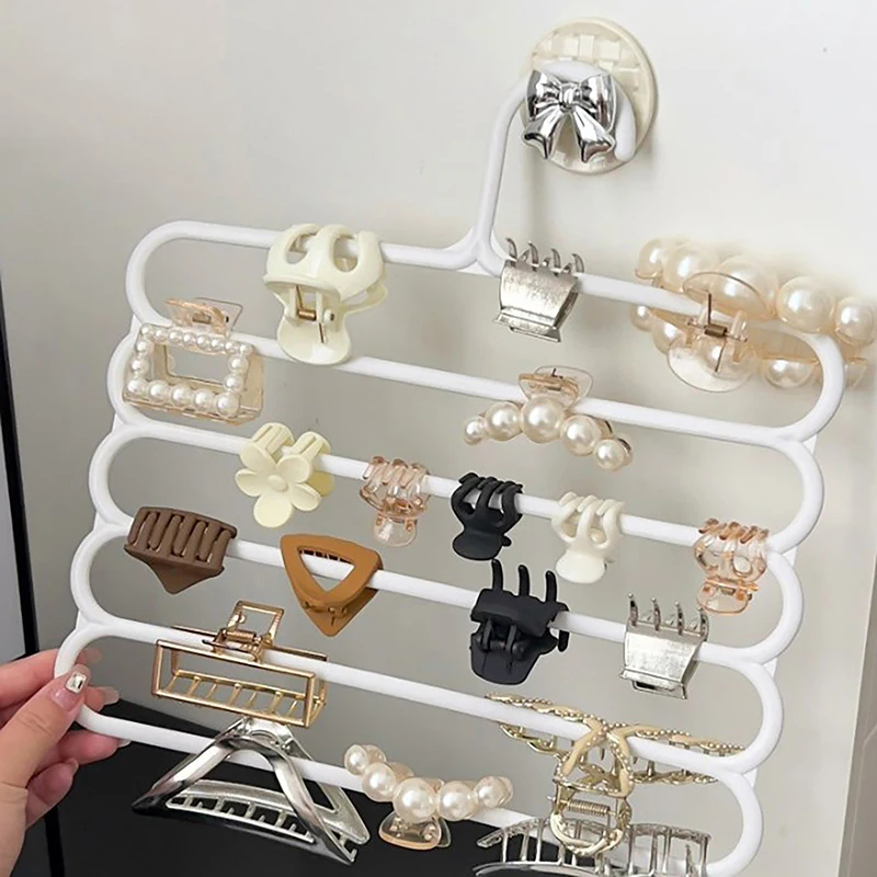 5 레이어 헤어 클로 스토리지 랙 주최자 대용량 두꺼운 머리띠 홀더 벽 교수형 머리핀 옷걸이 여성을위한 공간