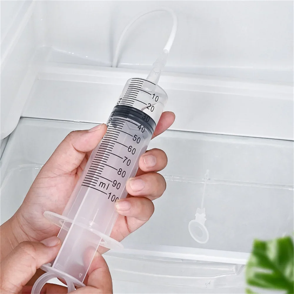 Refrigerator Drain Clean Brush Kit Wash Brush Suction Syringe 1.5M Hose Fridge Drain Hole Cleaner Stick Dredge Anti Clogging
