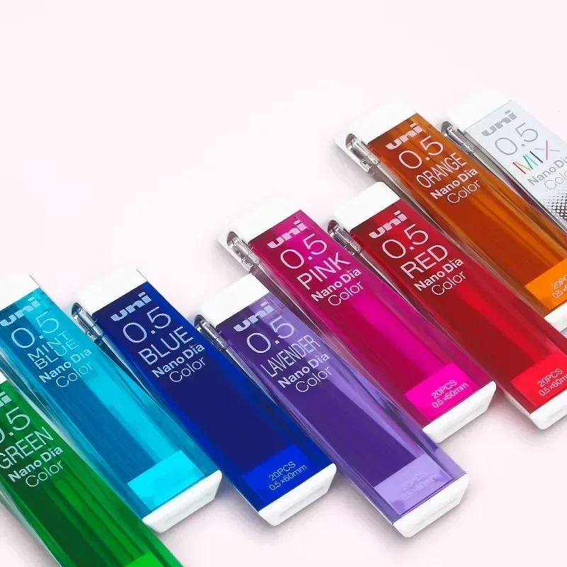Japão uni nano dia cor 0.5-202ndc lápis mecânico colorido leva recargas 0.5mm material de escrita 202ndc