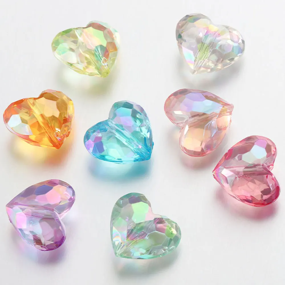 20 pçs acrílico coração contas transparente solto espaçador contas para diy jóias fazendo pingentes neaklace pulseira bordado material