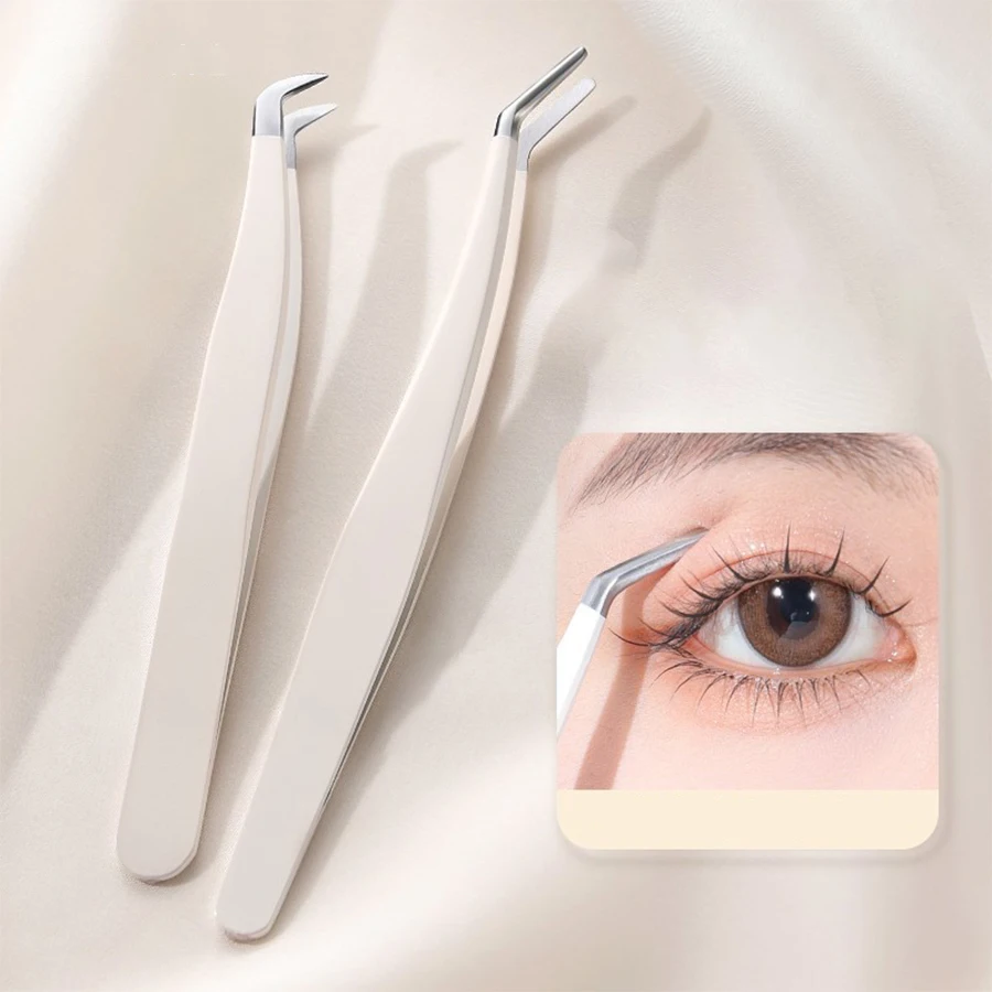 Multifunctional Tweezers Stainless Steel Eyelash Tweezers Grafting False Eyelash Patches False Eyelash Aids Portable Tweezers Be