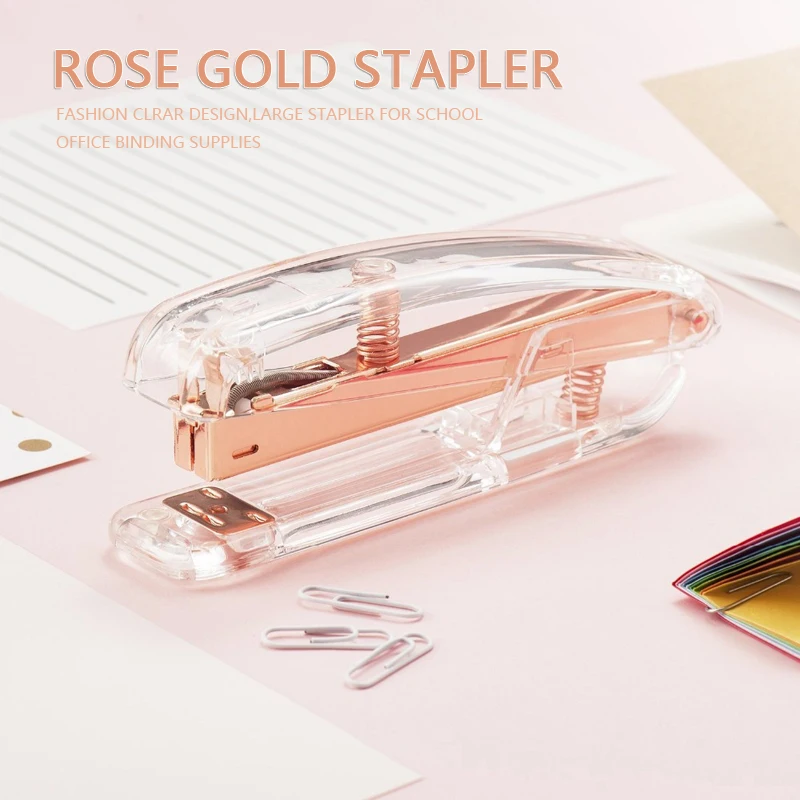 Moda Cucitrice in oro rosa Raccoglitore da scrivania Libro Carta Cucitrice Graffette Rimozione Graffette Tenere Punch Forniture per rilegatura per ufficio scolastico