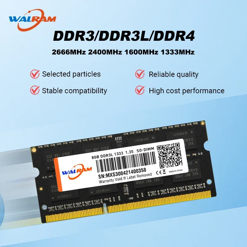 WALRAM Memoria Ram DDR3 DDR3L 8GB 4GB Ram DDR4 16GB 3200MHz 2666MHz 2400MHz 1600MHz Sodimm Interner Speicher für Laptop Notebook