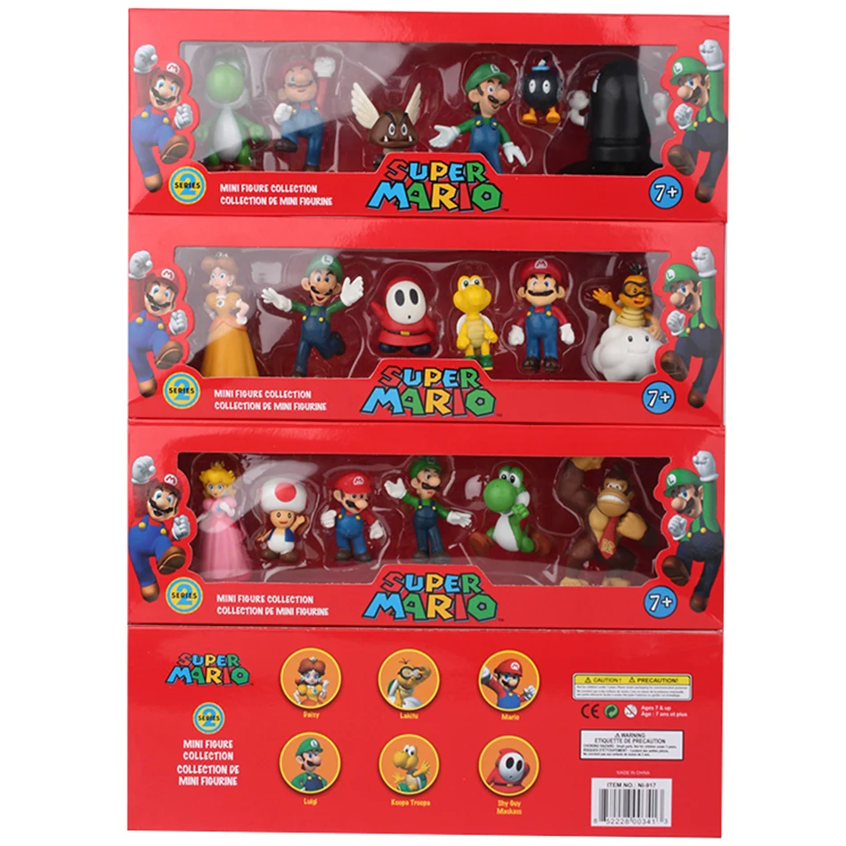 6 ชิ้น/เซ็ต 4-7 ซม.Super Mario Bros PVC Action Figure ของเล่นตุ๊กตาชุด Luigi Yoshi Donkey Kong เห็ดสําหรับเด็กของขวัญวันเกิด