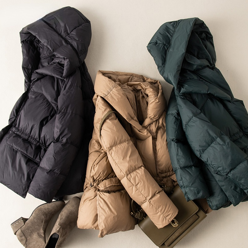 女性のための短いダックダウンジャケット,防風パーカー,単色,十分なアウター,90% 白,新しいスタイル,秋冬,2022