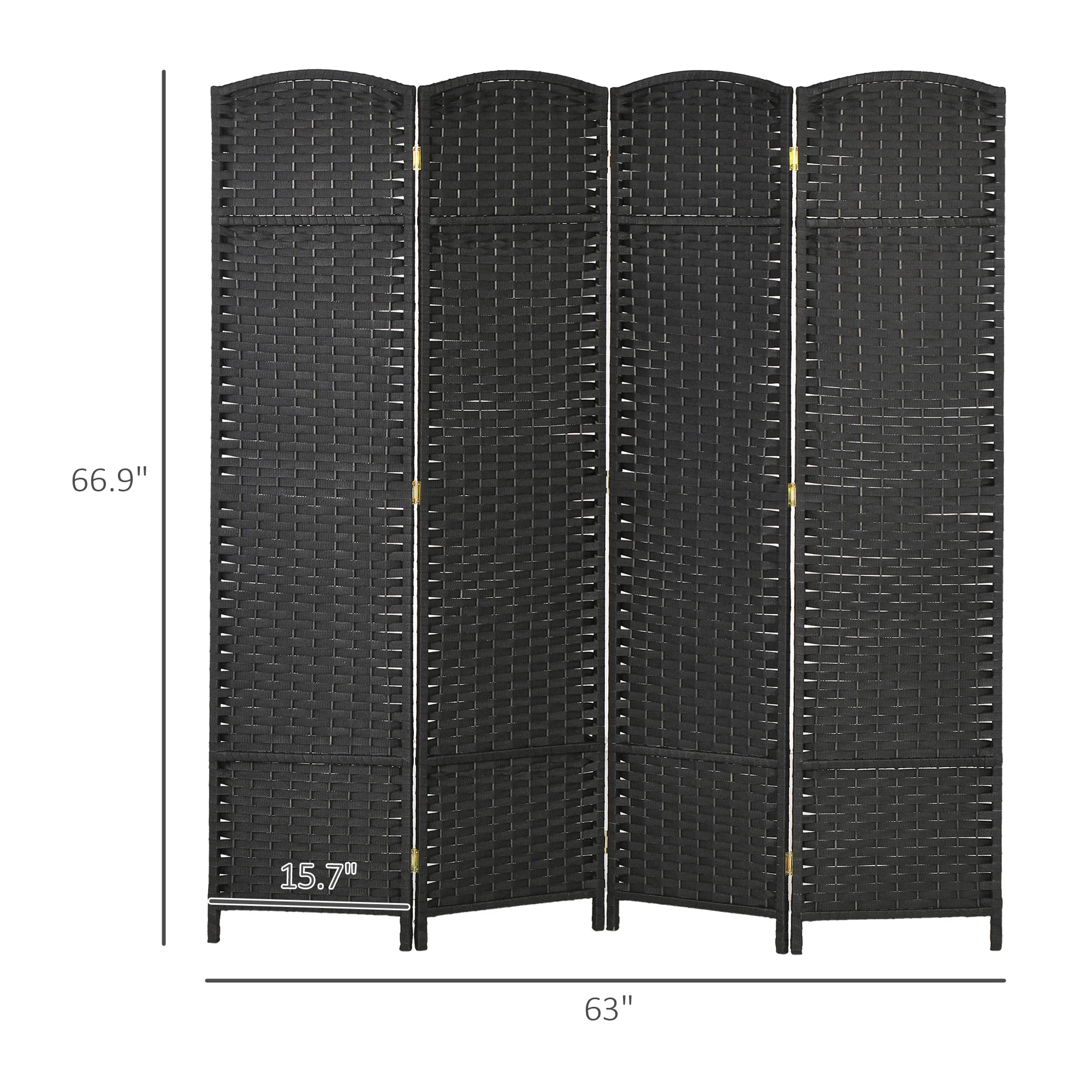 HOMCOM 4 Panel Room Divider Freestanding Folding Privacy Screen Black
