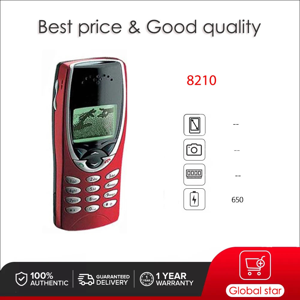 Original desbloqueado 8210 GSM 900/1800 teléfono móvil ruso árabe hebreo teclado hecho en Finlandia envío gratis