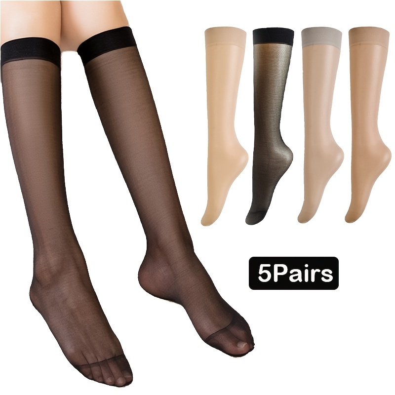 5 pares de medias medianas de verano para mujer, medias sexis ultrafinas de medio corte pero no hasta la rodilla