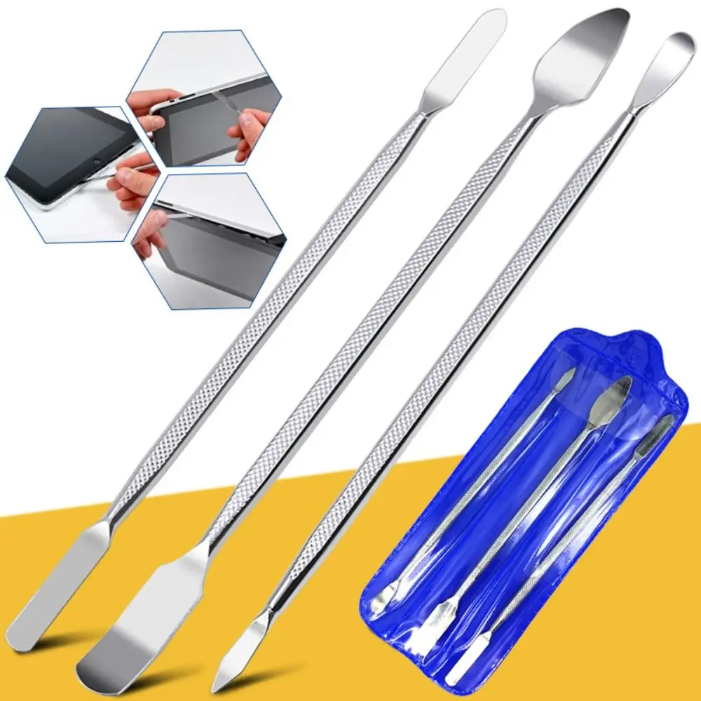 Herramientas de reparación de pantalla de acero inoxidable, raspador de palanca de Metal, herramientas de apertura de pantalla de teléfono, desmontaje electrónico, 3 piezas